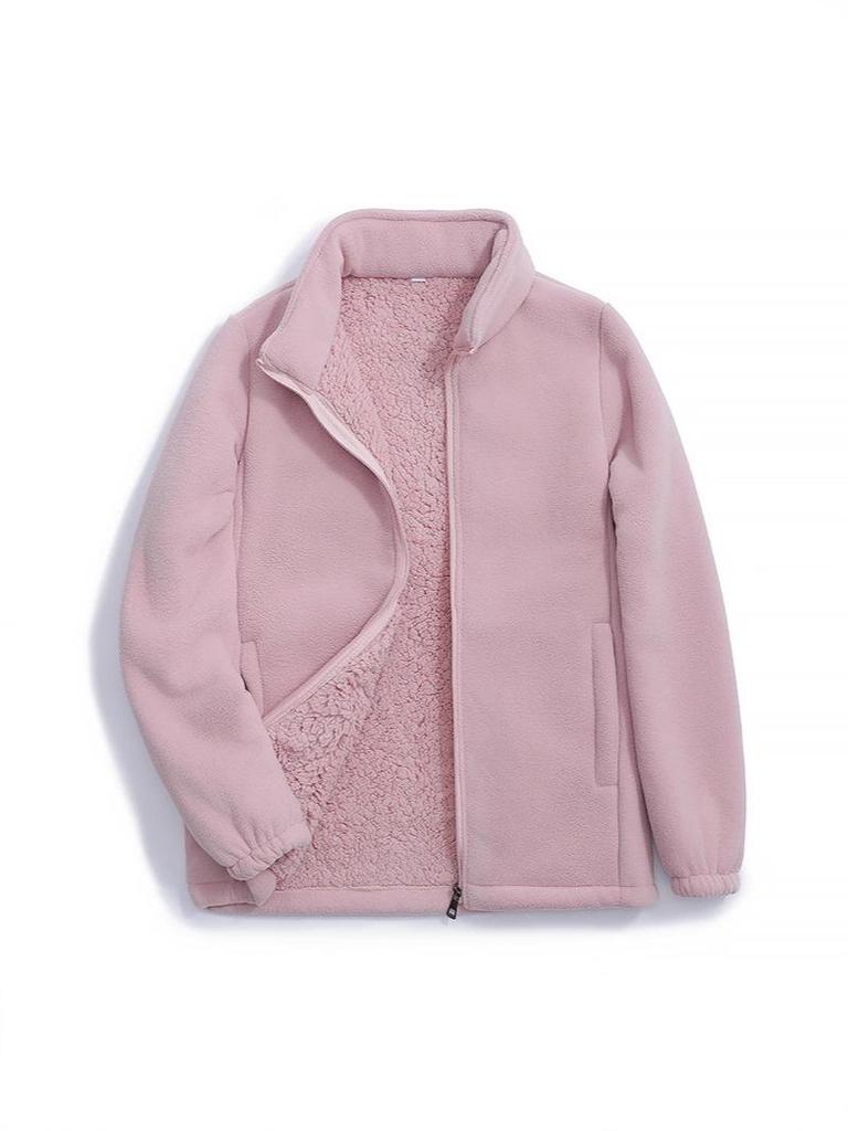 Unisex 2025 Cotton Coat: Short Fleece Stand-up Collar Cardigan for Autumn/Winter, Double-Sided Thick Warm Outerwear.