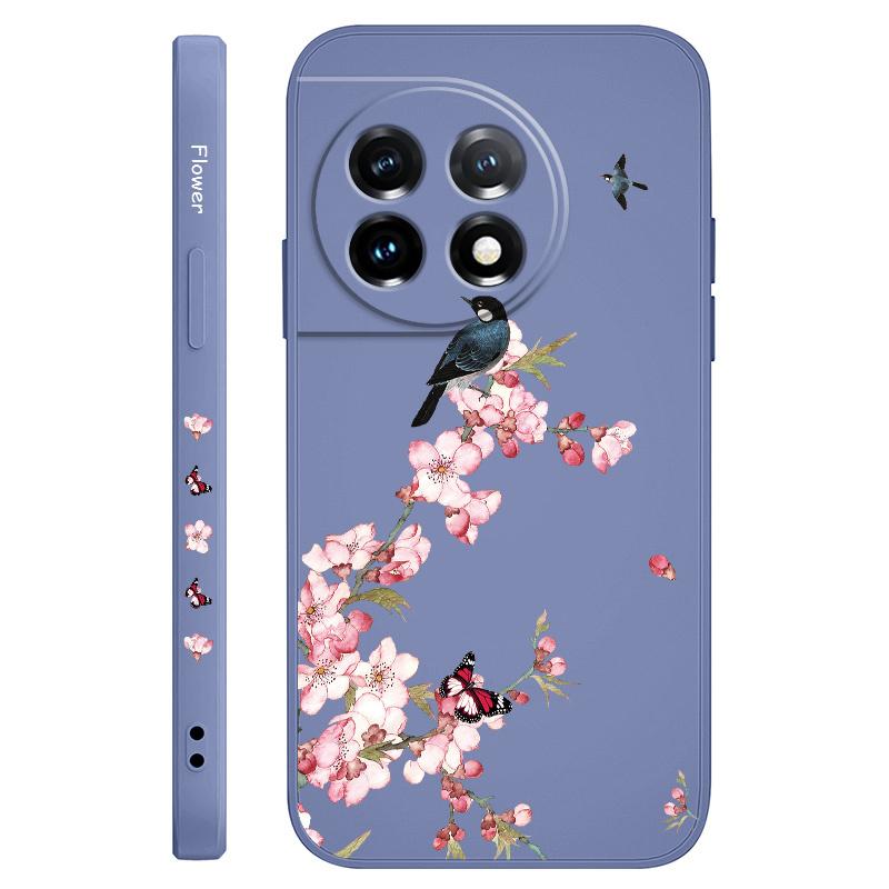 

Peach Butterfly Phone Case For Oneplus 13 13R 12 12R 11 11R 10 10R 10T 9R 9RT 9 8T 8 7 7T Pro 5G Liquid Silicone Cover OnePlus 13R 5G светло-синий