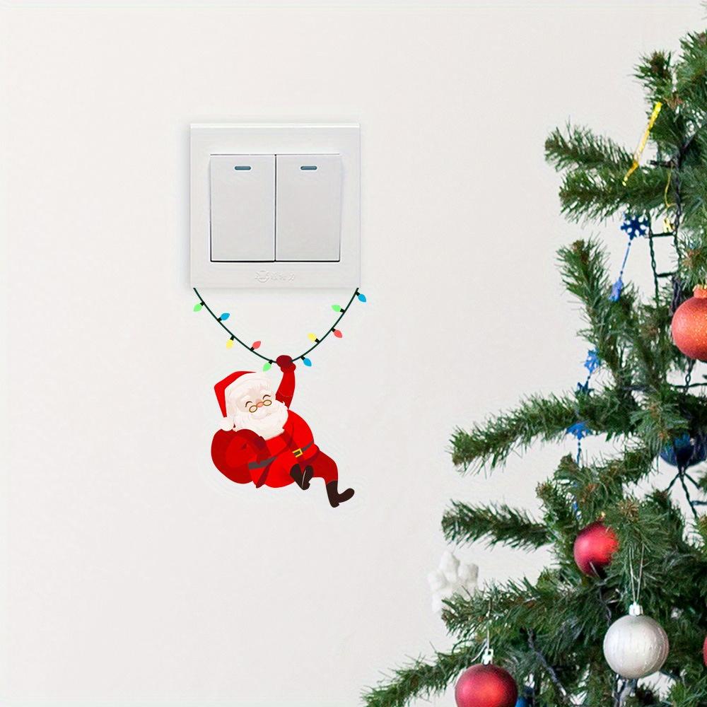1er-Pack Weihnachts-Wandschalter-Aufkleber, Cartoon-Weihnachtsmann Selbstklebende Abziehbilder, Moderne Kunststoff-Feiertagsdekoration für Schlafzimmer