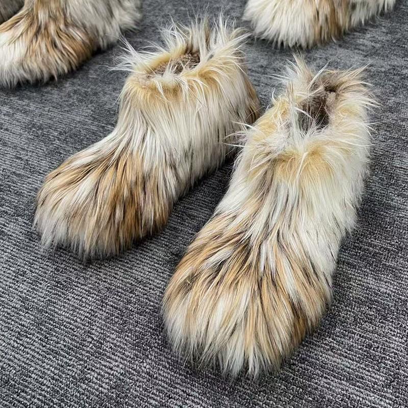 

Нишевые высококлассные зимние сапоги средней длины, плюшевые сапоги на толстой подошве, имитация норки, обувь из хлопка для интернет-знаменитостей, милые женские сапоги в стиле Spice Girls 40