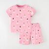 Girls' Two-Piece Summer New Style Set for Toddlers and Young Children, Pink Casual Round Neck Short-Sleeved Pants Children's Suit Trendy