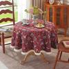Nordic Pastoral Round Tablecloth with Small Tassels - Imitation Cotton Linen Fabric