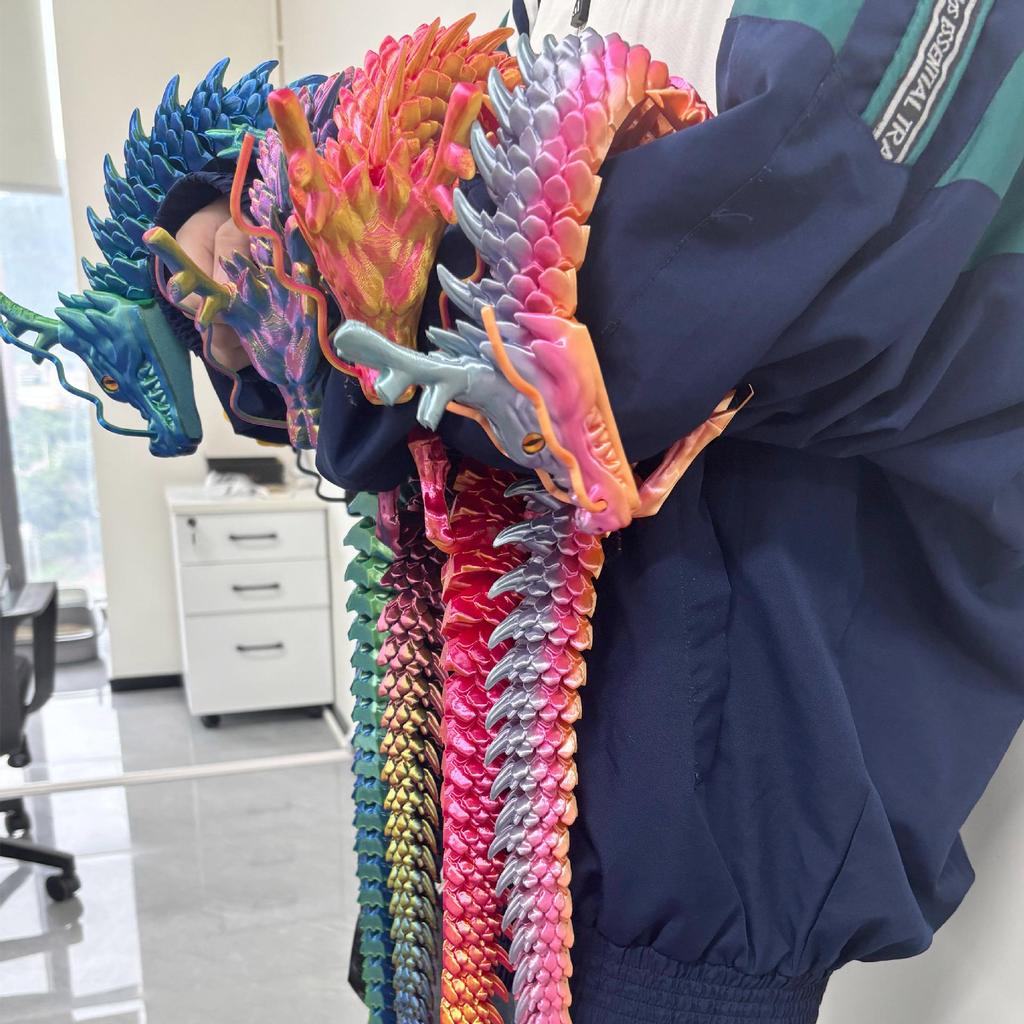 3D Printed Chinese Dragon Ornaments with Movable Joints - Popular Dragon Crafts and Celebrity Figures