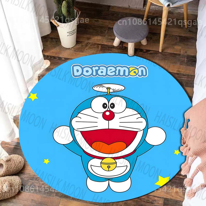 Best Seller! Classic Cartoon Doraemon Print Round Carpet Surprise Gift for Boys and Girls Bedroom Mat Living Room Sofa Study Rug