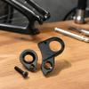 Machined Aluminum Rear Shifting Hanger, Part 10240 H695 with Frame Opening, Bushing Connection, Screw Mounting Point, and Included Screw