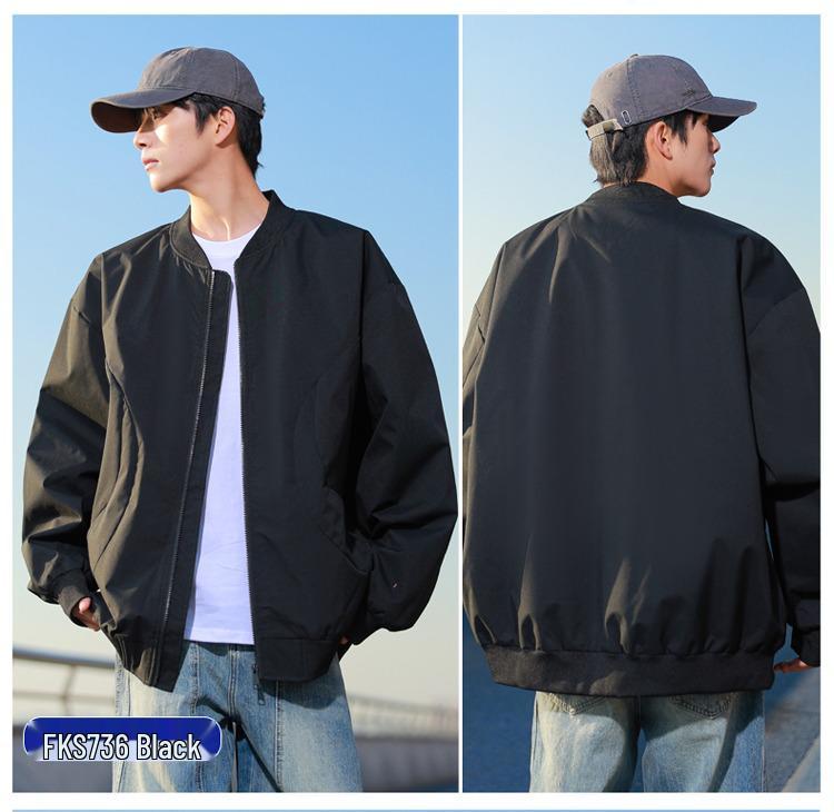 Men's Trendy Solid Color Loose Baseball Jacket for Spring & Autumn - Versatile Couple Outerwear