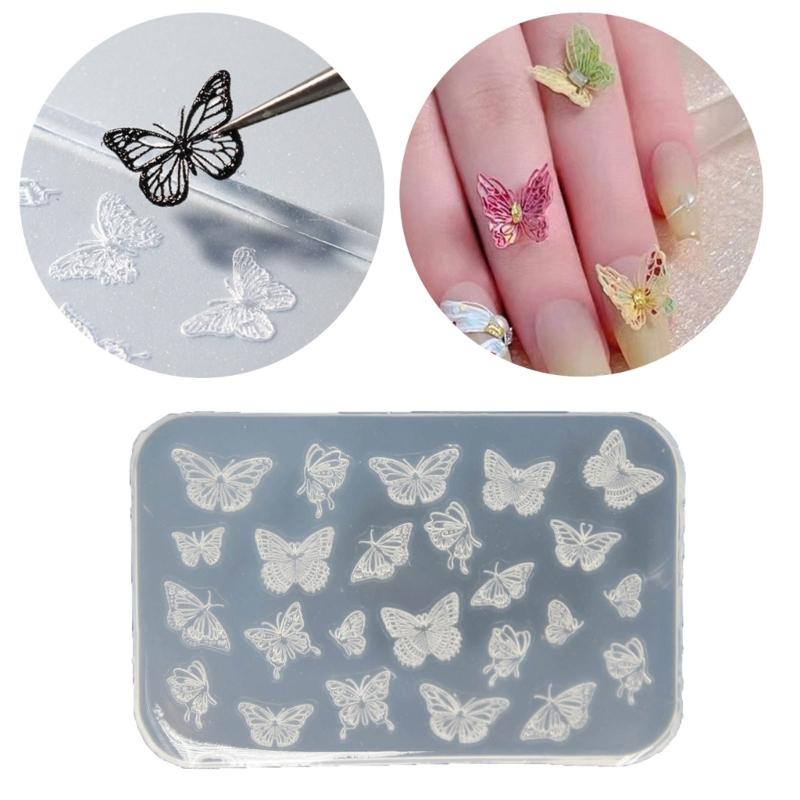 3D Nail Art Mold with Variety of Patterns Template Carving Sticker Stencil Tools Moulds for Nail Enthusiasts and Salons
