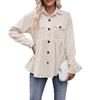 Damen Herbst und Winter Neue Mode Lässiges Babydoll-Shirt Babydoll Cord-Shirt