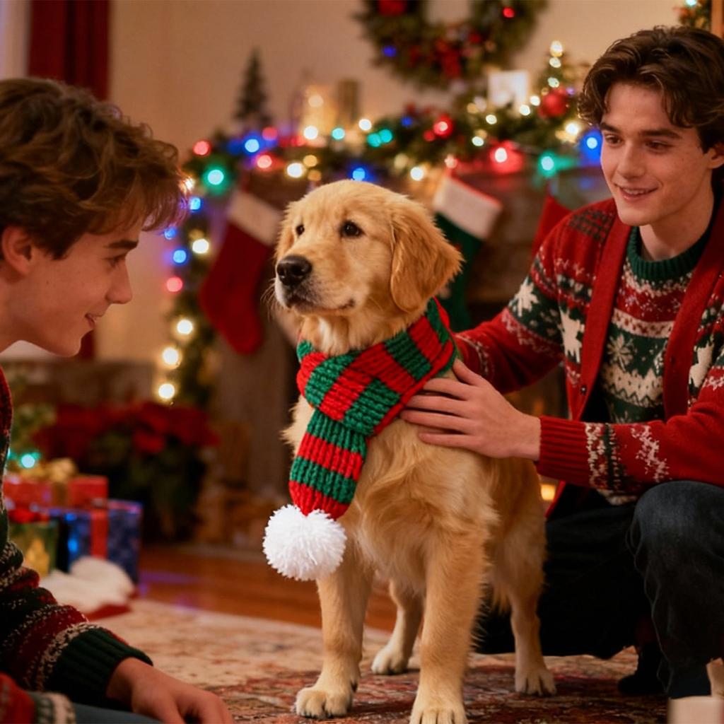 Haustier Weihnachts Umhang und Hut Feiertags Set, Hunde Verwandlungsoutfit, Weihnachtskostüm für kleine Hunde