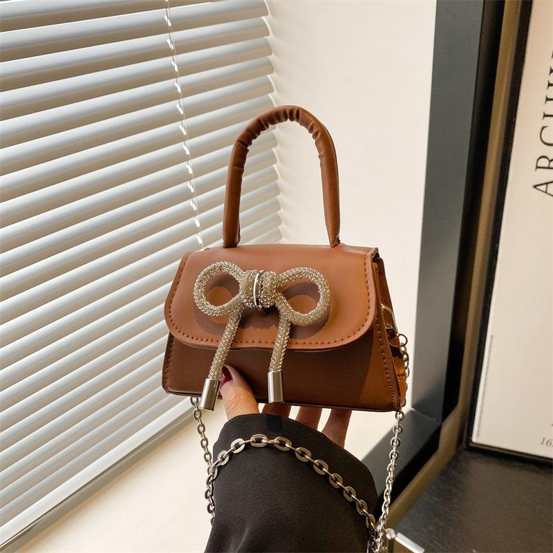 Niche premium textured women's bags spring new bow small square bag single shoulder crossbody handbag women