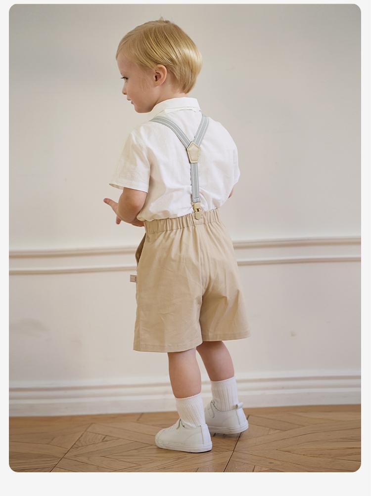 David Bella children's overalls set summer outfit new boys' gentleman style shirt dress two-piece set baby clothes