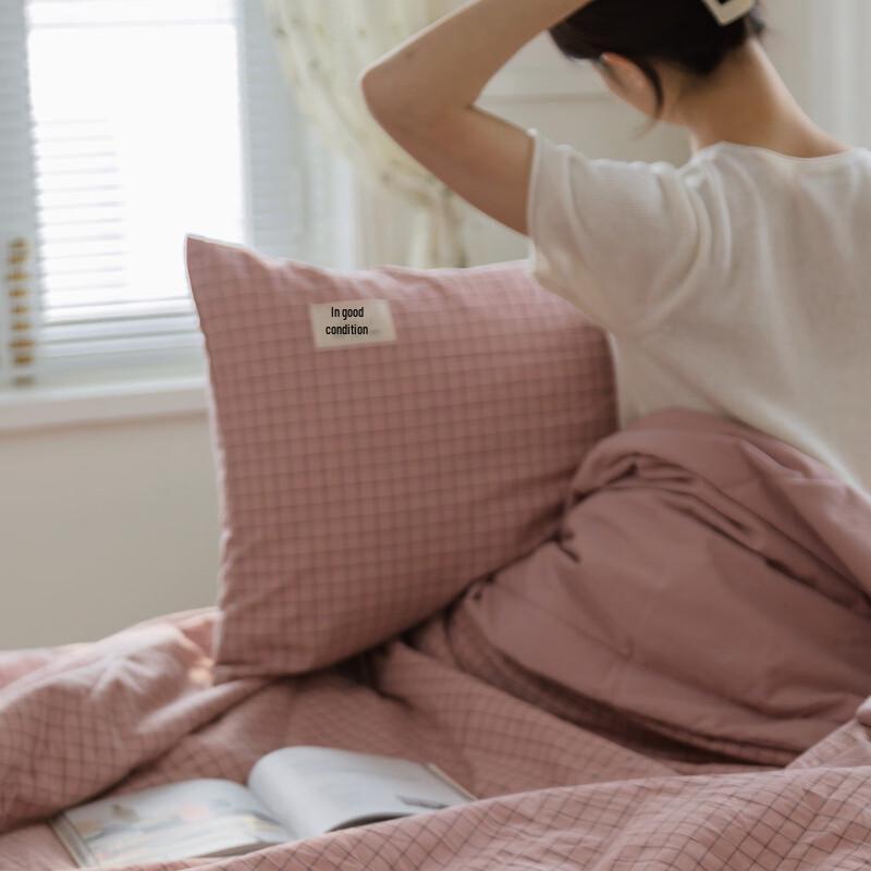 Muxinzi Small Pink Plaid Summer Quilt