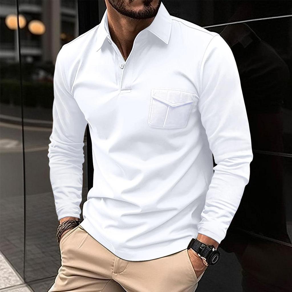 Spring and Autumn New Men's Long-sleeved Polo Shirt Casual Lapel Sports Polo Shirt
