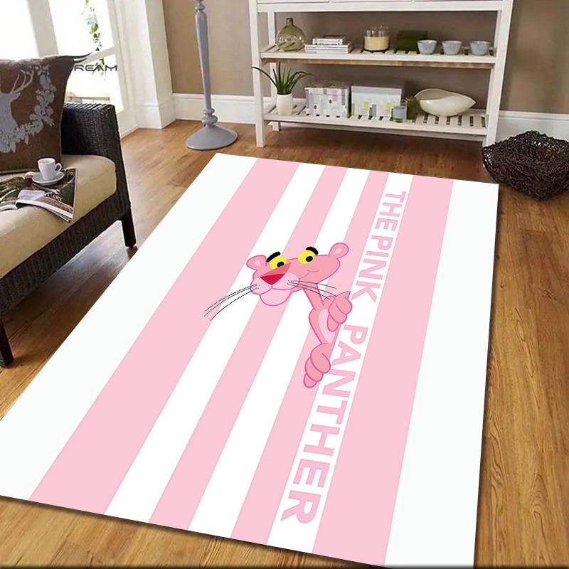 Rosa Panther Flanellmuster Quadratischer Teppich, Läufer, Teppich für Wohnzimmer Schlafzimmer Sofa Spielzimmer Dekor, Rutschfeste Fußmatte