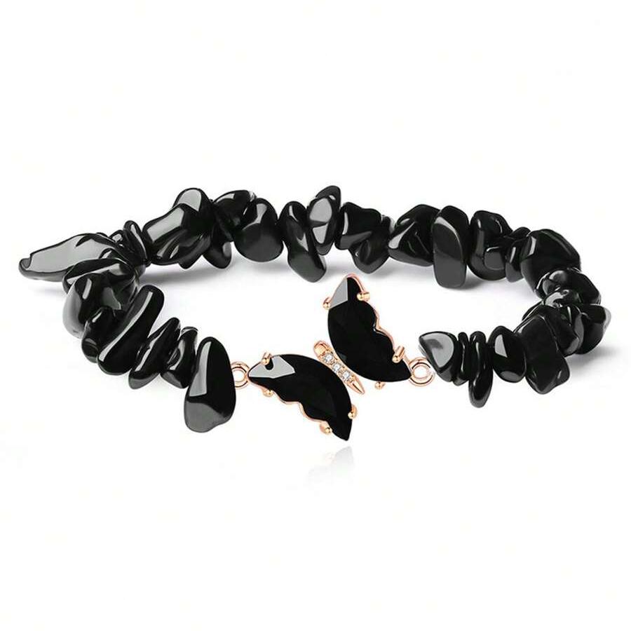 butterfly bracelets for women natural stone amethyst citrine Green Aventurine crystal braclet pulsera jewelry