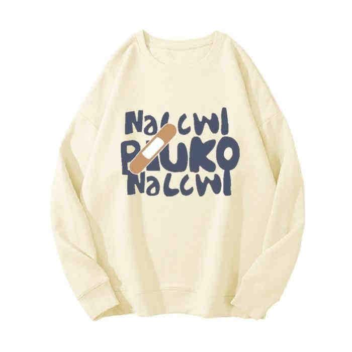 

Женский свитер-пуловер большого размера в американском стиле на осень/зиму с круглым вырезом — свободный, повседневный и утягивающий 3XL (160-180 jin)