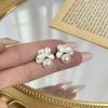 Elegant Imitation Pearl Stud Earring For Women Unique Flower Design Ear Stud Temperament White Earrings Daily Jewelry Girls Gift