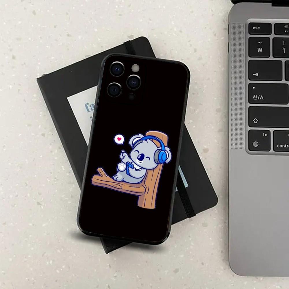 

Cute Cartoon Animal koala Phone Case For Apple iPhone 15,14,13,12,11,Pro,X,XS,Max,XR,Plus,Mini Soft Black Cover iPhone13mini