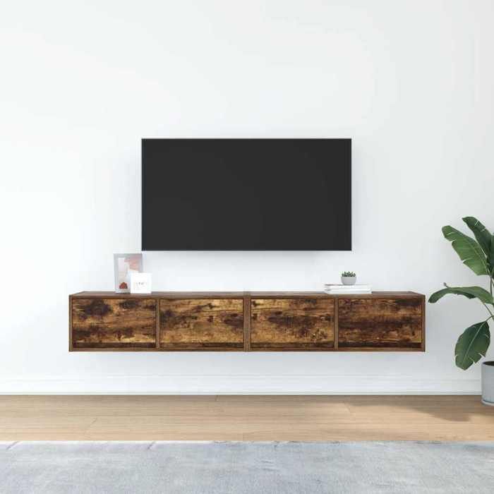 VidaXL Meubles TV 2 pcs chêne fumé 80x31x25,5 cm bois d'ingénierie, banc TV, meuble hifi, centre de divertissement, buffet 861517