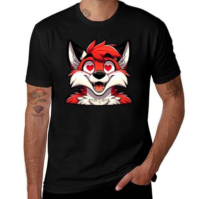 T Flauschiger Anthro Verliebter Fuchs Luxus Grafikshirts Niedlicher Mann Mann Kunst T-Shirt hohe t Qualität Markenhemd