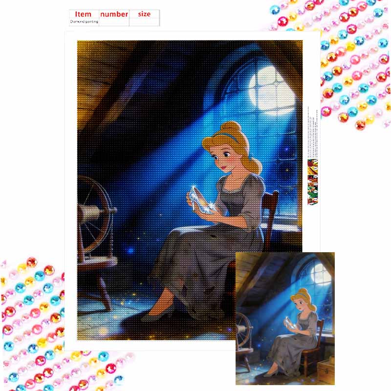 Disney Cinderella glass slipper diamond painting mosaic art kit 5D handmade diy gift home decoration Round 20x30cm