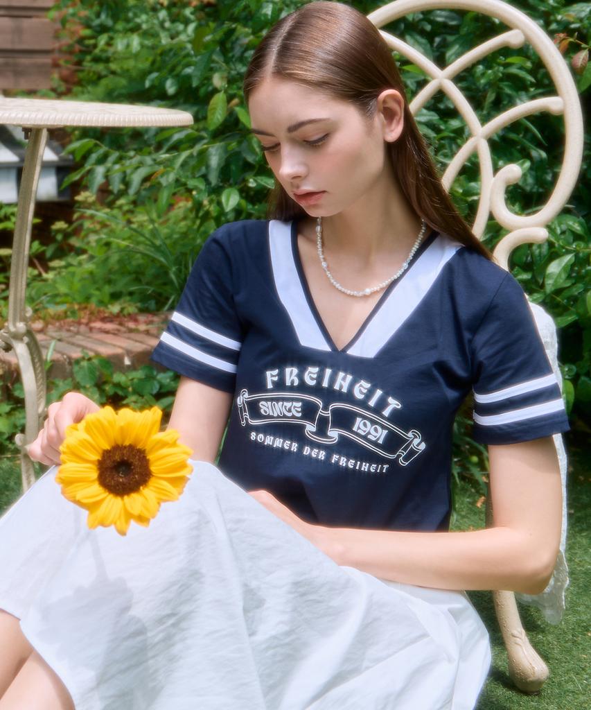 THEFRHT Color Block Somer Logo T-Shirt (Navy)