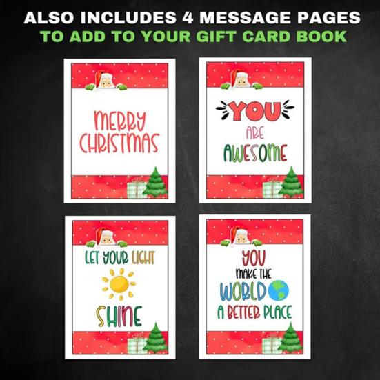 Christmas Gift Card Book Colorful Spiral Bound Merry Christmas Card Book 30 Pages Hardcover Keepsake Gift Card Holder Xmas Gifts for Family