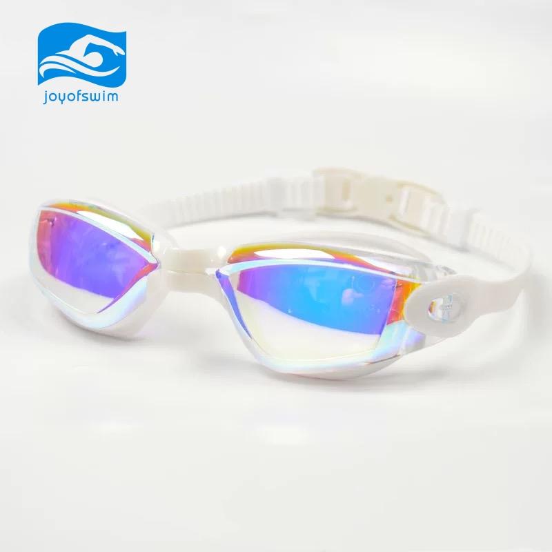 HD Anti-Fog Swim Goggles with Multicolor Plated PC Lens, Customizable for Adult Swimmers