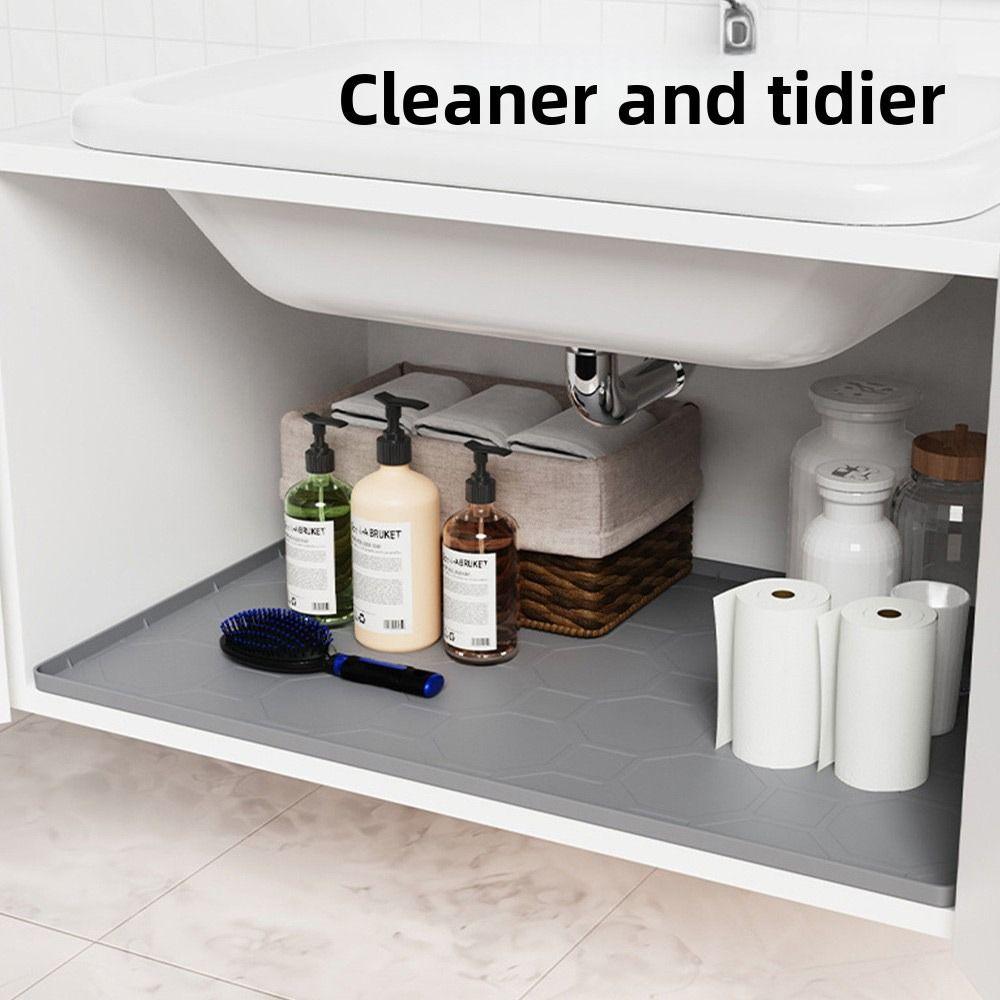 34" x 22" Under Sink Mat Silicone Sink Tray Multi-functional Pet Feeding Mat  for Kitchen Bathroom