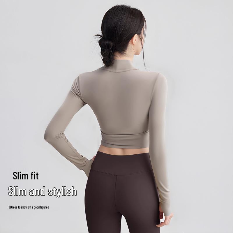 Autumn Yoga Set: Chest-Padded, Tight-Fit, Slimming, Long-Sleeve Training Top for Running & Sports