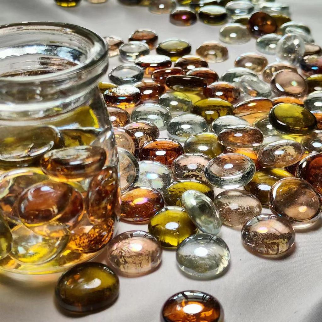 Sky Blue Transparent Glass Beads for Stove Decoration, 16-19mm Mediterranean Flat Crystal Beads