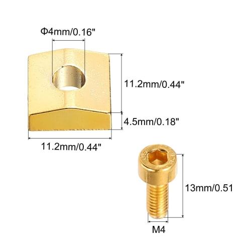uxcell Guitar Locking Nut Clamp and Screw Metal Guitar String Block Nut Fitting Gold for Tremolo Bridge, 3 Pieces
