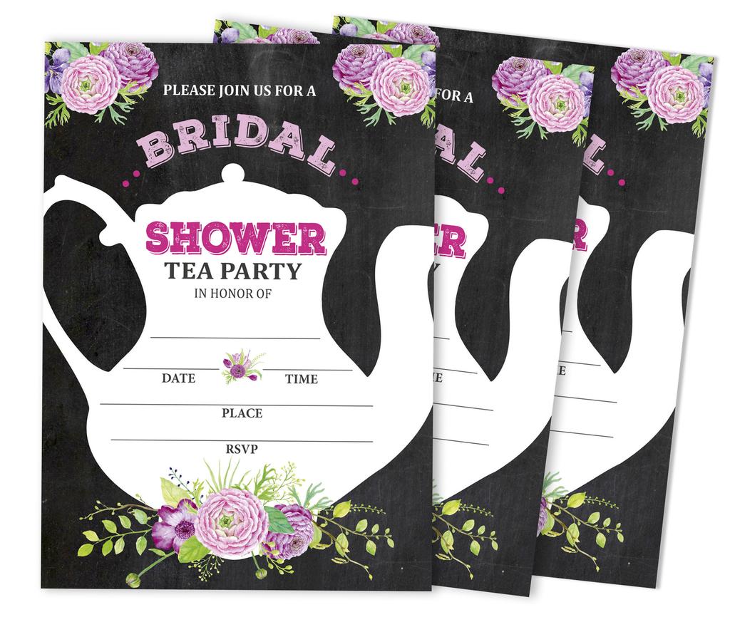 Inkdotpot 30A FloralA Fill-In Style Bridal Shower Invitations Wedding Blank