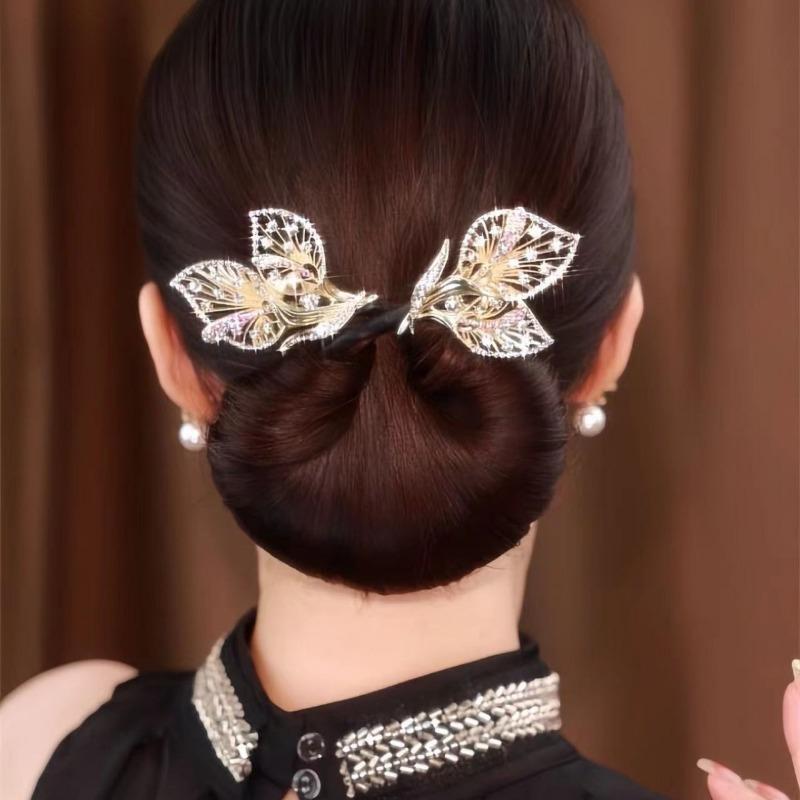 Заколка для волос со стразами и цветами Хвост кита Заколка для волос со стразами и цветами Ленивые бигуди для волос Ловкий пучок золотой