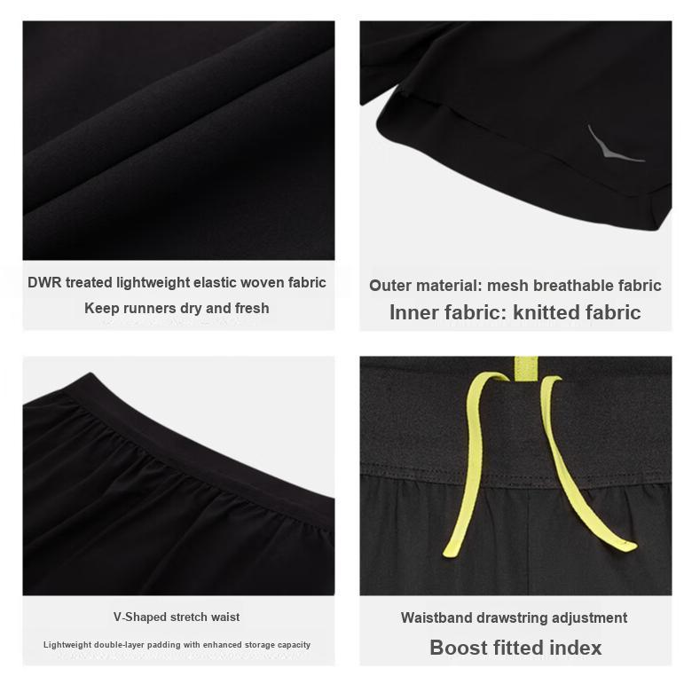 HOKA ONE ONE Solid Color Lace-Up Mid-Waist Three-Quarter Sports Shorts Women shorts Black 1151090