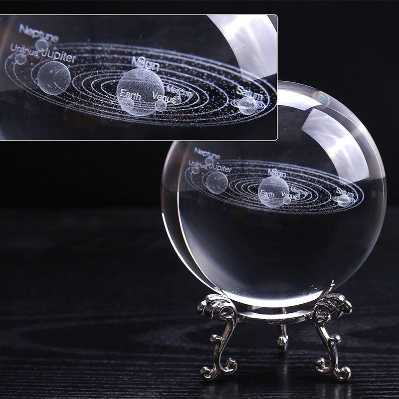 Solar Engraved Laser System Ball 3d Miniature Planets Sphere Glass Globe Decor