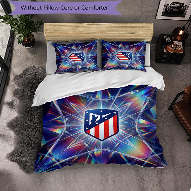 Set Lenzuola Atletico Madrid Modello 3 Pezzi Morbida Copripiumino in Microfibra con Federe per Camera da Letto