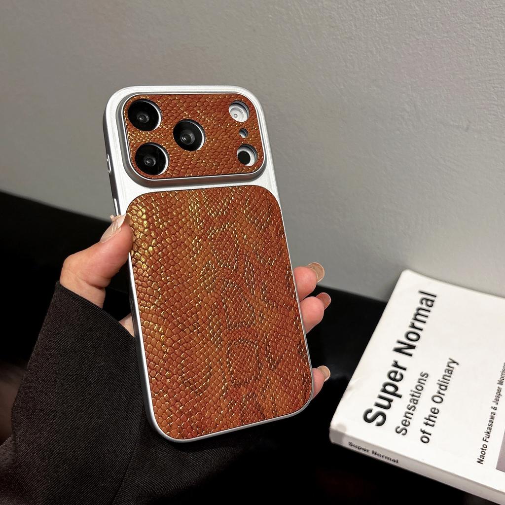 iPhone 17 Air 16 15 14 13 Pro Max İçin Premium İş Derisi Doku Desenli Telefon Kılıfı Kaplama Parlak Darbeye Dayanıklı Arka Kapak