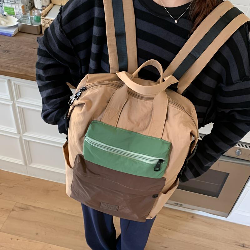 Women's Color Matching Casual Backpack Computer Bag