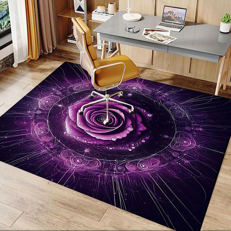 Purple Rose Chair Mat: Office Carpet, Oversized Rug for Home Decor, Sofa Cover, Gift for Any Room