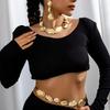 Irregular Geometric Chain Necklace Stud Earrings Waist Chain Set Personalized Hip Hop Style Set