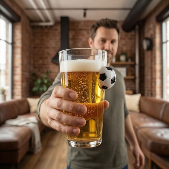 Soccer Beer Glass, Football-Shaped Glass Mug, 700ml Capacity Hot Cold Drink Glass Cup for Bar Pub Home Use