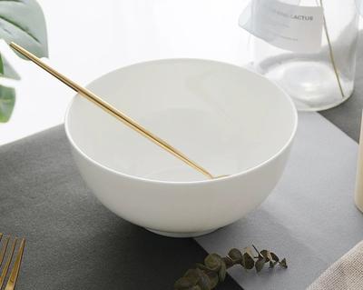 6 Inch, Plain White Bone China Bowl, Chinese Ceramic Soup Fruit Bowl, for Dinner and Party Serving, Thermos Food Container