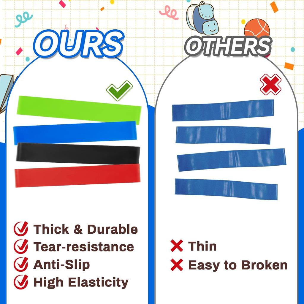 4PCS Chair Bands for Fidgety Feet - Colorful Classroom Must Haves, Chair Bands for ADHD Sensory ADD Autism, Kick Band for Classroom, Flexible Band