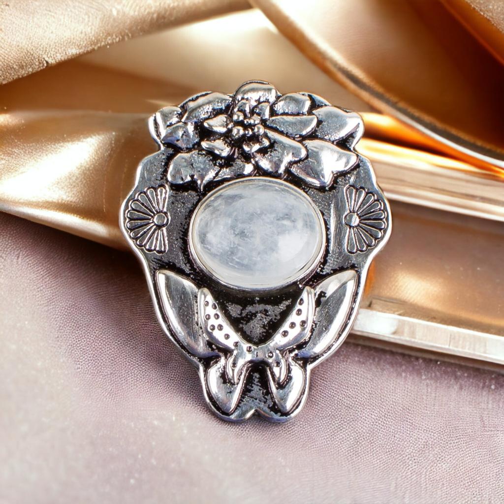 925 Solid Silver Semi Precious Gemstone Oxidised Designer Jewelry Pendant 1.37" CP-6