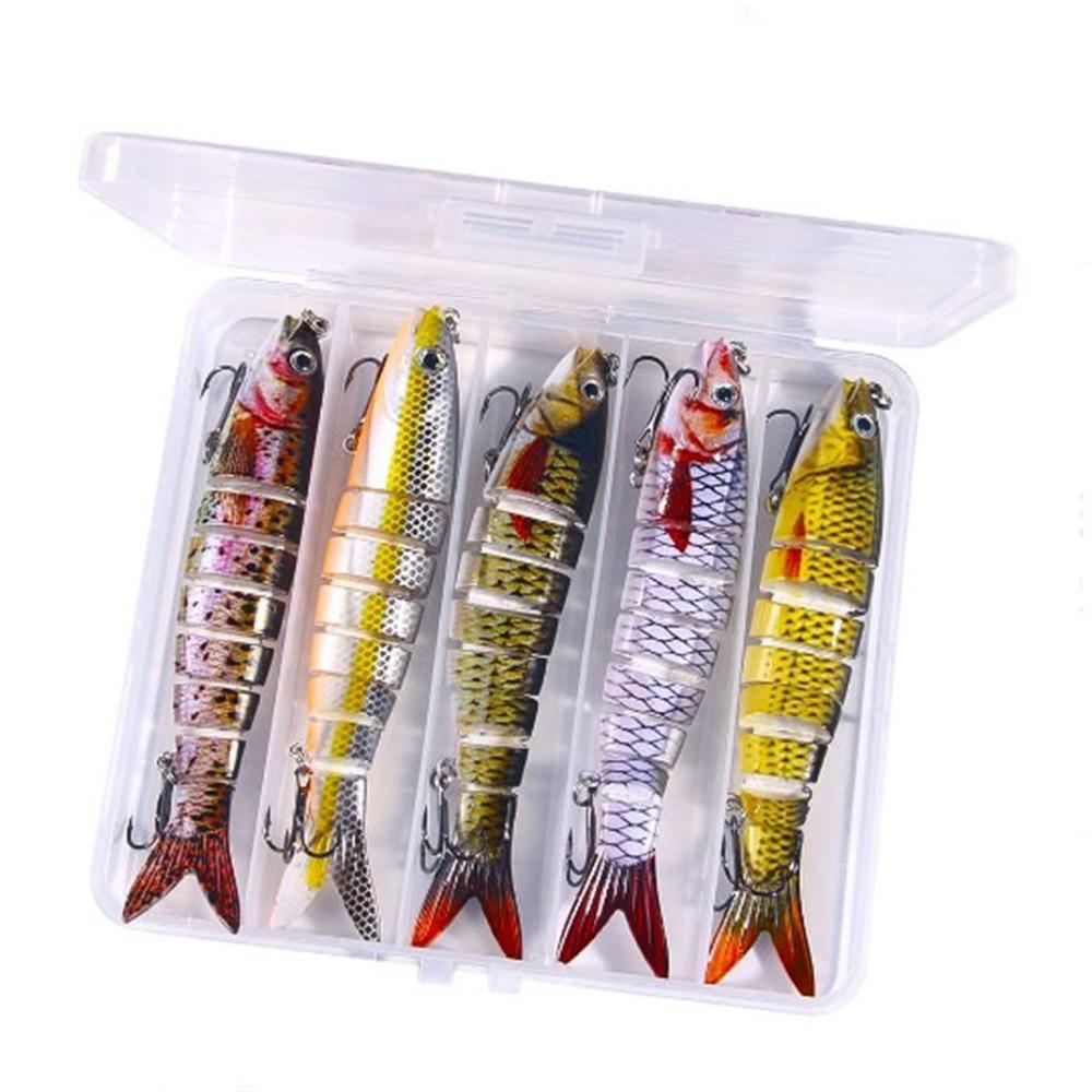 

5 шт. Премиум Тонущие Соединительные Приманки Коробка Комплект - 5.04 дюйма (12.8см) 18 г - Эффективные многосоставные приманки Swimbaits 5pcs-E