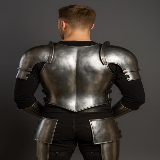 Medieval Knight Steel Men's Battle Silver Muscle Cuirass with Pauldrons, Muscle Breastplate Armor Cosplay Roleplay Costume Gift