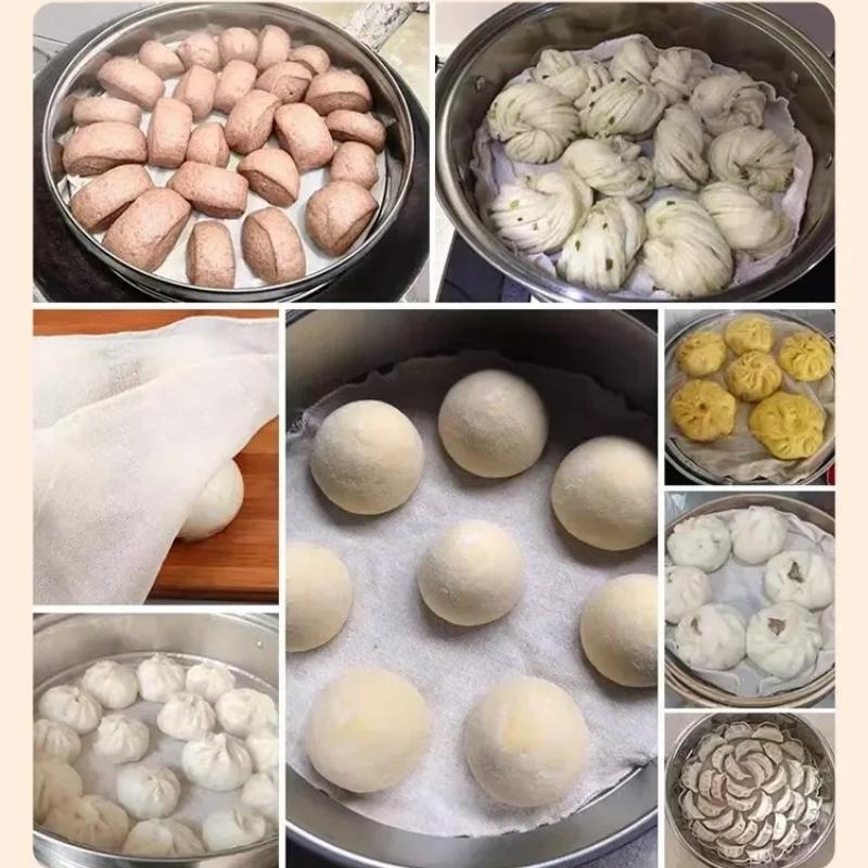 5Pcs 30CM Pure Cotton Steamer Cloth Household Drawer Cloth Steamed Rice And Bun Mat Round Cotton Gauze Kitchen Steamer