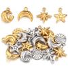 5pcs/lot High Quality Stainless Steel Pendant Star Moon Round Shape Fashion Charms For Jewelry Making DIY Necklace Earrings Gift