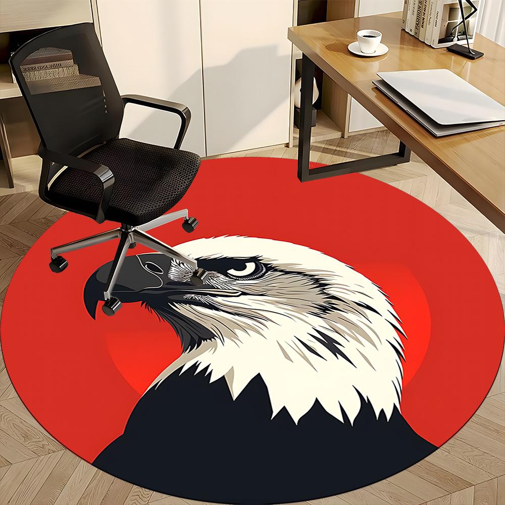 1pc Eagle Emblem Office Round Area Rug, Indoor Mat Suitable ForOffice, Under Office Chairs Bedroom Living Room Home Decor, Room Deco q105
